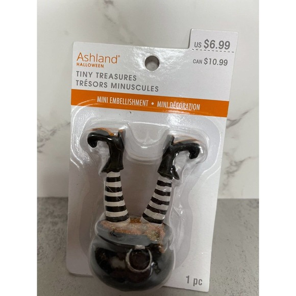 Ashland Halloween Tiny Treasures Mini CAULDRON WITH WITCH'S LEGS NIP - Picture 2 of 7